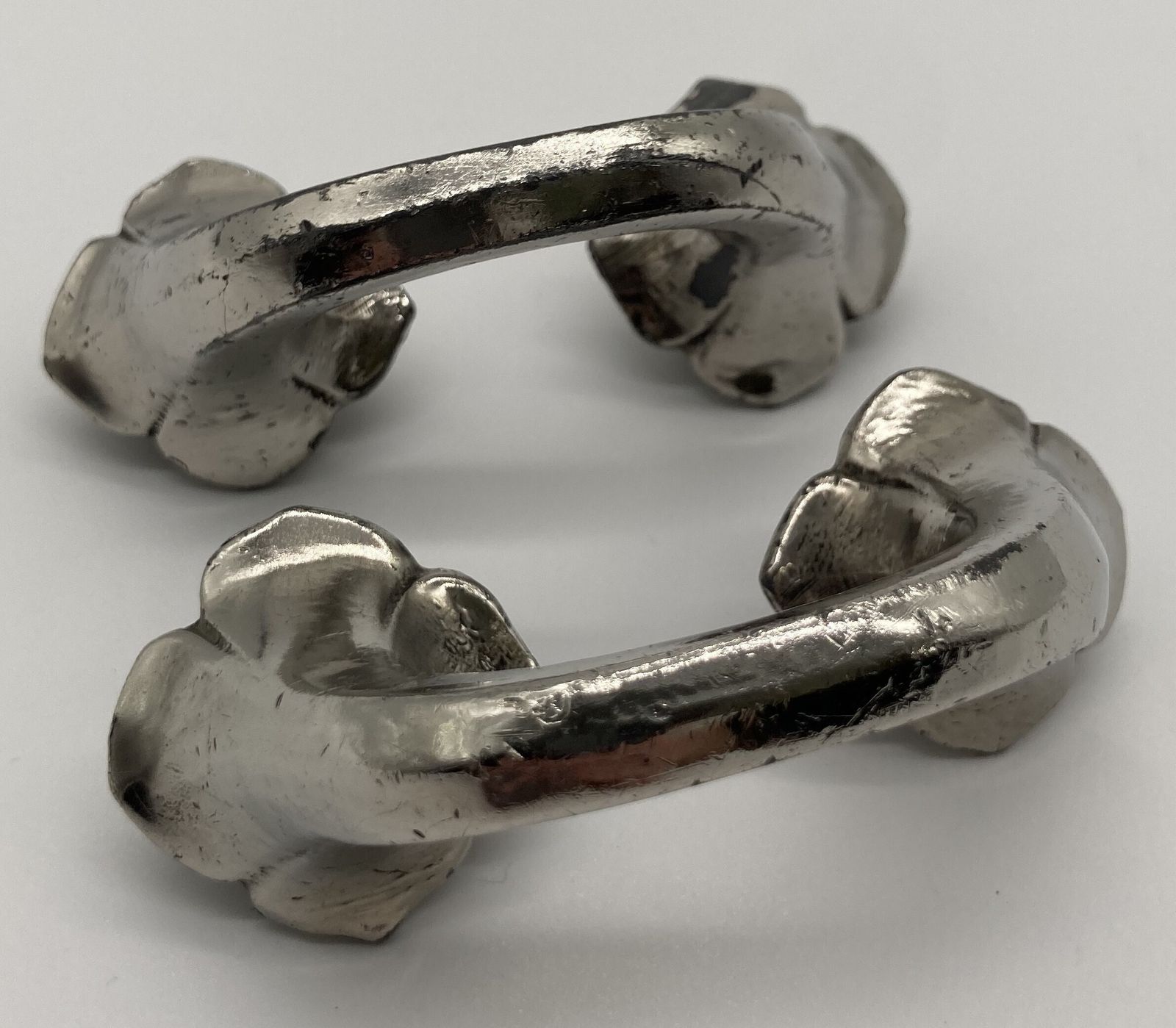 A Pair Of Edwardian Silver Plated Cupboard Handles photo for sale