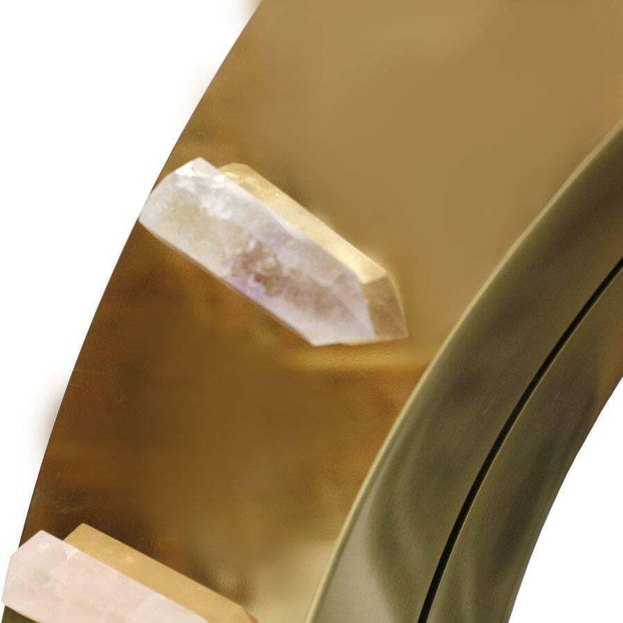 Midcentury Style Made Of Brass And Pink Quartz Circular Italian Mirror photo Home Decor
