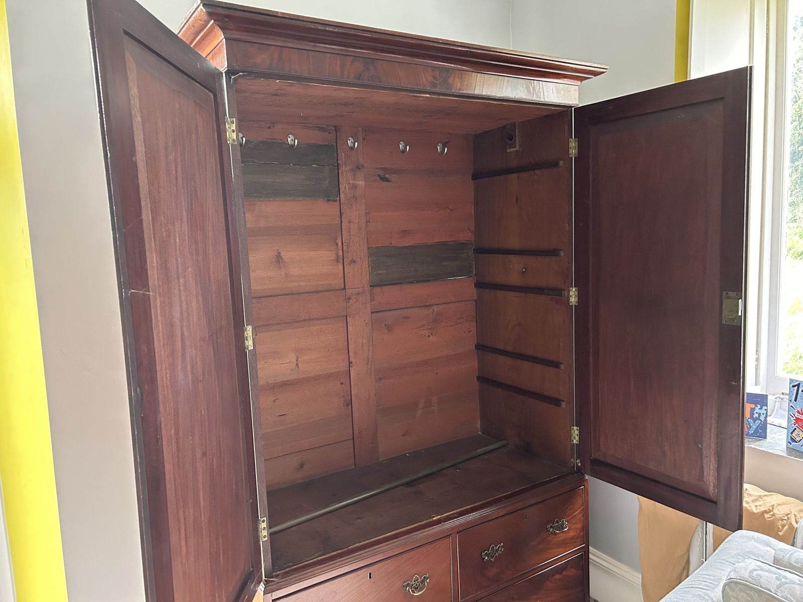 Georgian 1800s Figured Mahogany Linen Press Wardrobe photo for sale