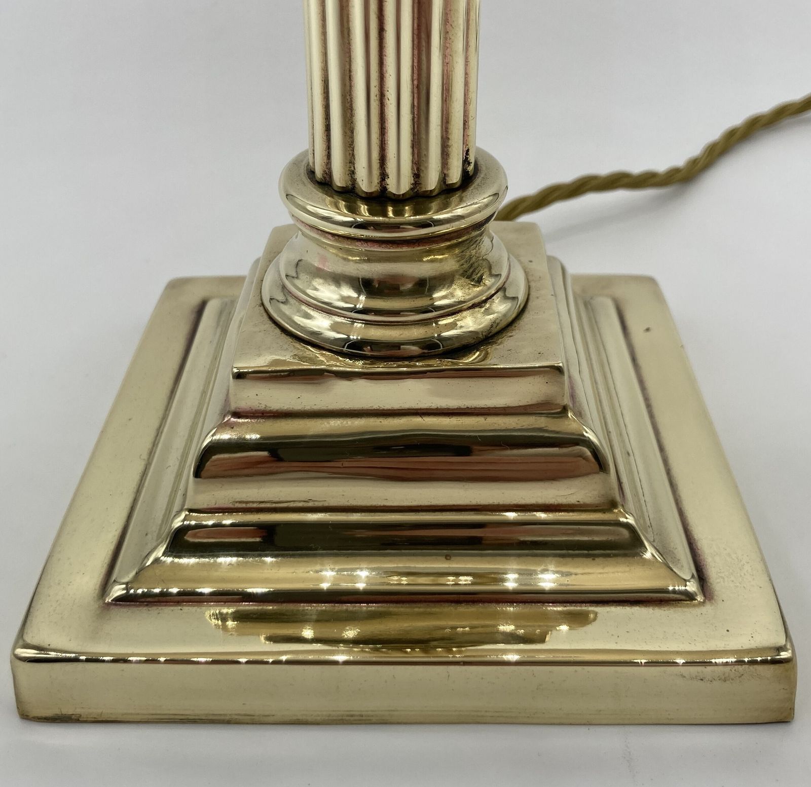An Edwardian Brass Column Lamp photo for sale
