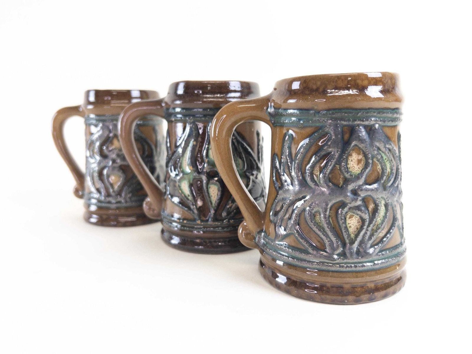 Vintage Coffee Mugs   East German Pottery Ceramic Coffee Cups By Strehla Keramik   Set Of 3 Retro German Pottery