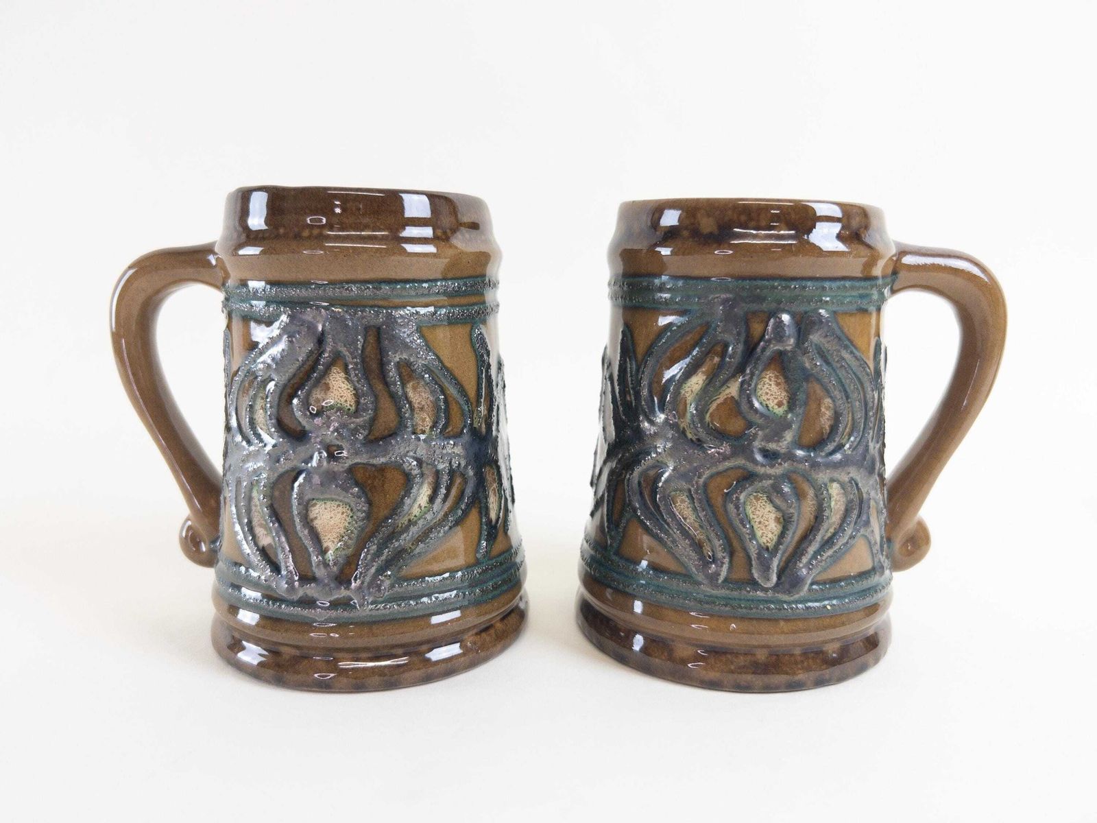 Vintage Coffee Mugs   East German Pottery Ceramic Coffee Cups By Strehla Keramik   Set Of 3 Retro German Pottery photo vintage