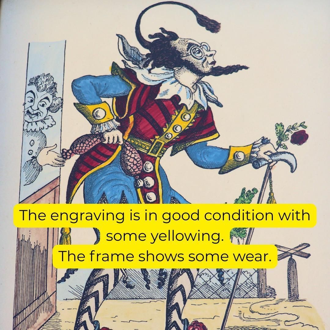 Antique Framed Hand Coloured Engraving Of Mr Blanchard As Pantaloon By G Skelt N 10 Commedia Del'arte Theatrical Wall Decor 1905 Drawn, Published 1950 photo vinterior