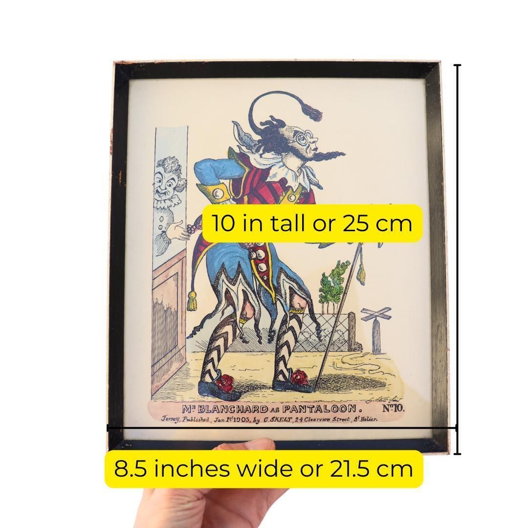 Antique Framed Hand Coloured Engraving Of Mr Blanchard As Pantaloon By G Skelt N 10 Commedia Del'arte Theatrical Wall Decor 1905 Drawn, Published 1950 photo buy