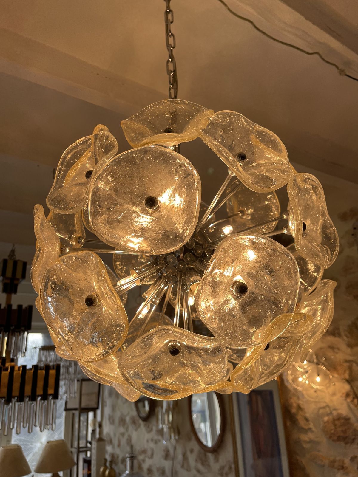 Floral Chandelier Murano Glass , Italie 1980