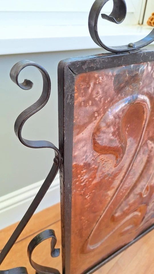 Arts & Crafts Aesthetic Movement Copper & Wrought Iron Fire Guard Screen photo furniture