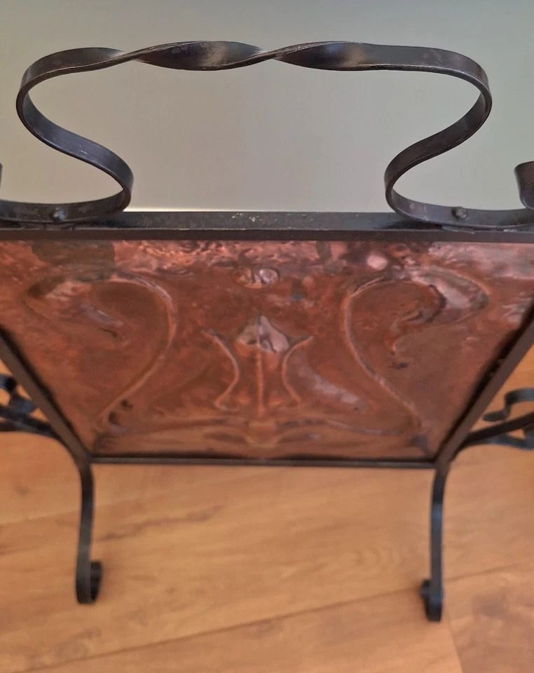 Arts & Crafts Aesthetic Movement Copper & Wrought Iron Fire Guard Screen photo for sale