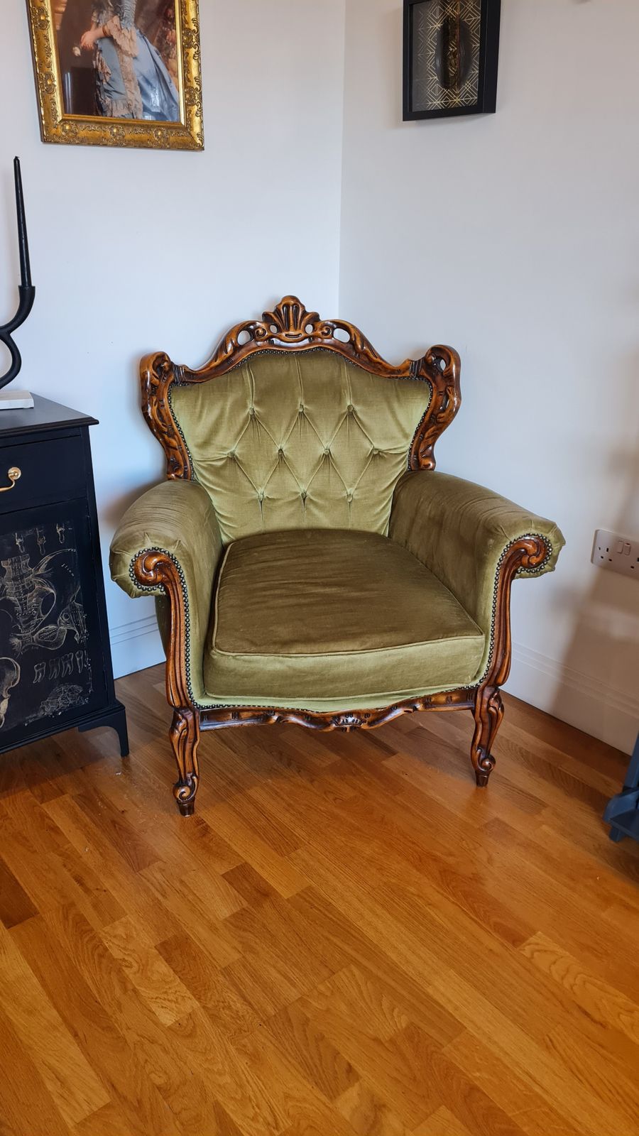 Green Velvet Armchair, Mid 20th Century photo Furniture