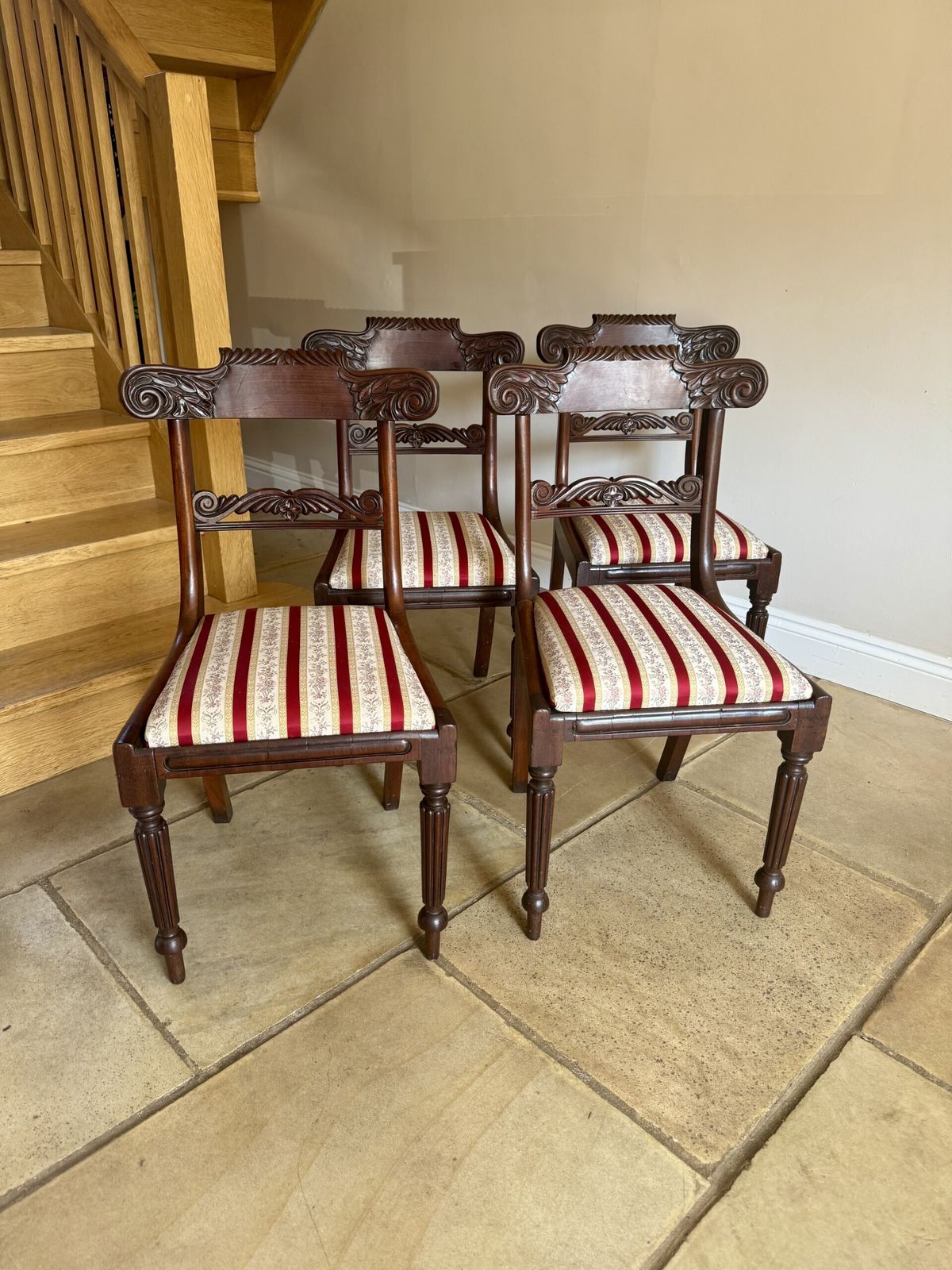 Elegant Set Of Four Antique Regency Quality Mahogany Dining Chairs