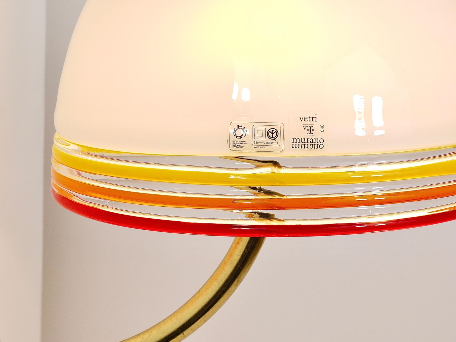 Roberto Pamio Febo Wall Lamps Sconces, Brass, Murano Glass, Leucos, Italy, 1970s photo 6179.0