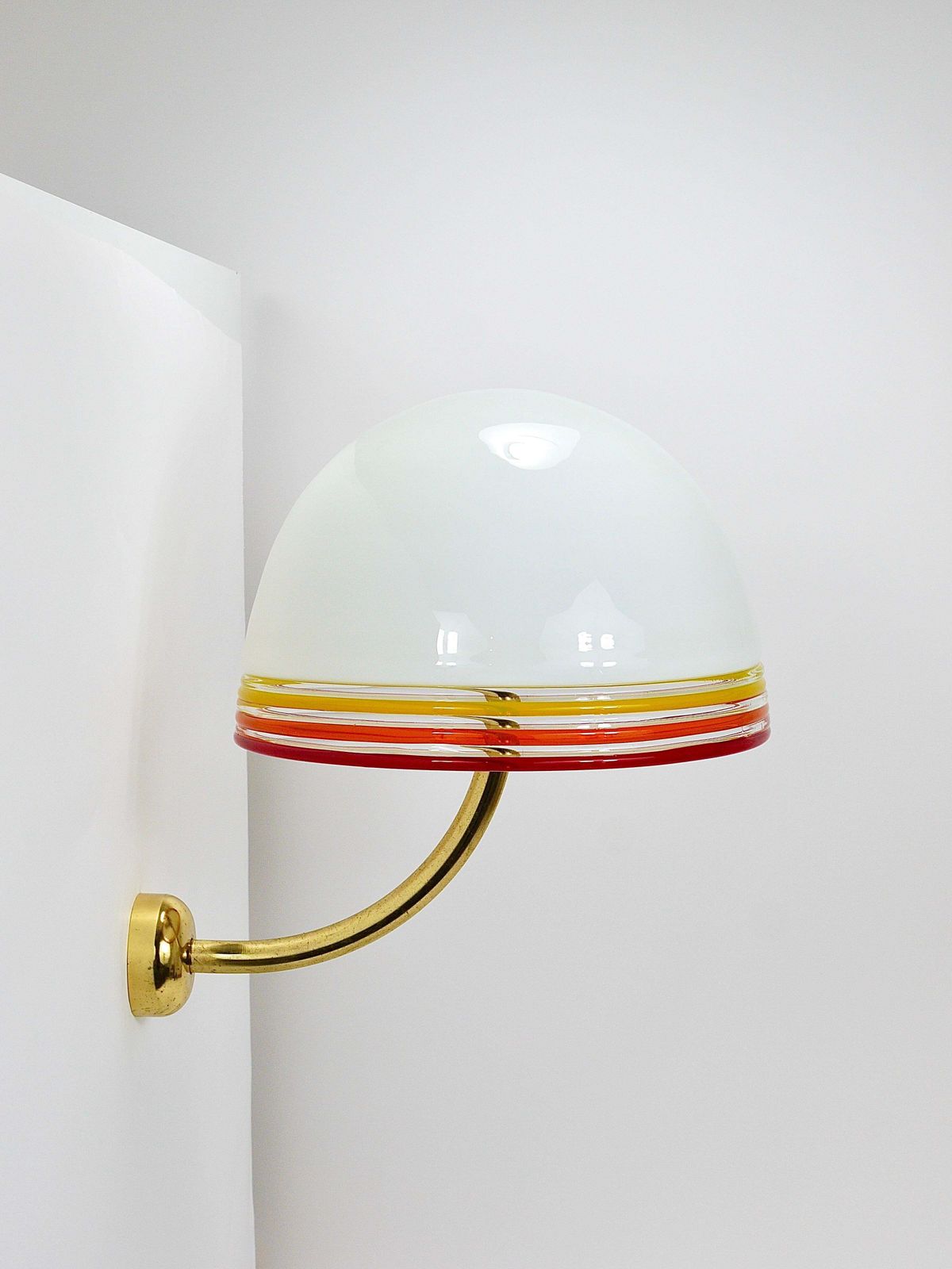 Roberto Pamio Febo Wall Lamps Sconces, Brass, Murano Glass, Leucos, Italy, 1970s photo buy