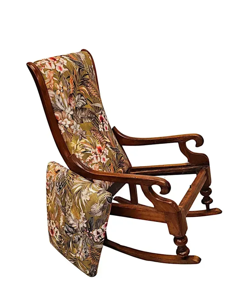 A Fabulous 19th Century Newly Upholstered Rocking Chair photo 1044.5559