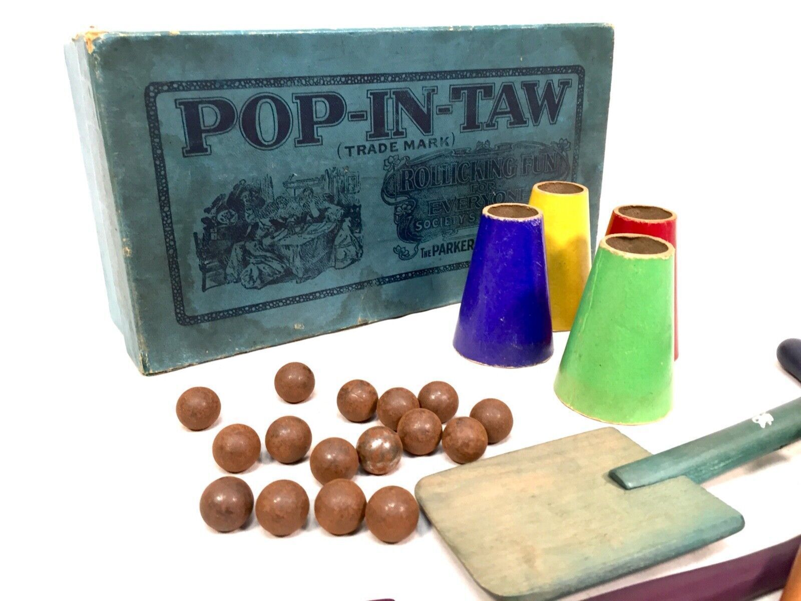 Vintage Edwardian Tabletop Parlour Game By Parker Bros   Pop In Taw C.1907 photo 65.0
