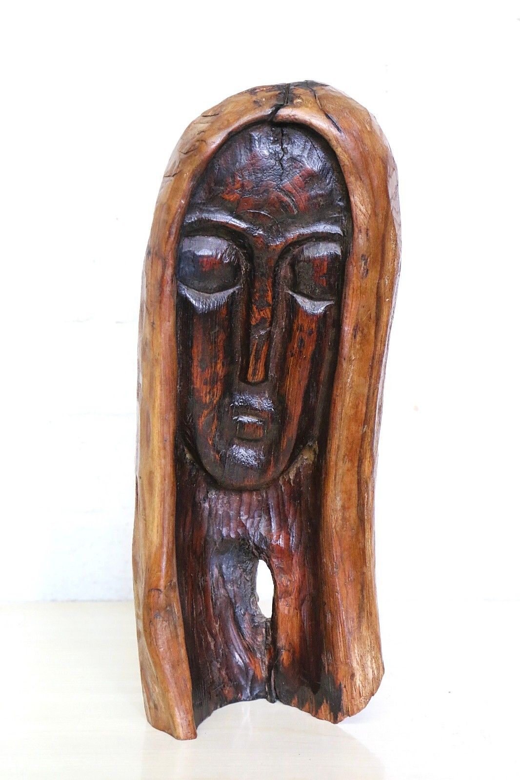 An Early 20th Century Gothic Carved Face Folk Art Unique Piece