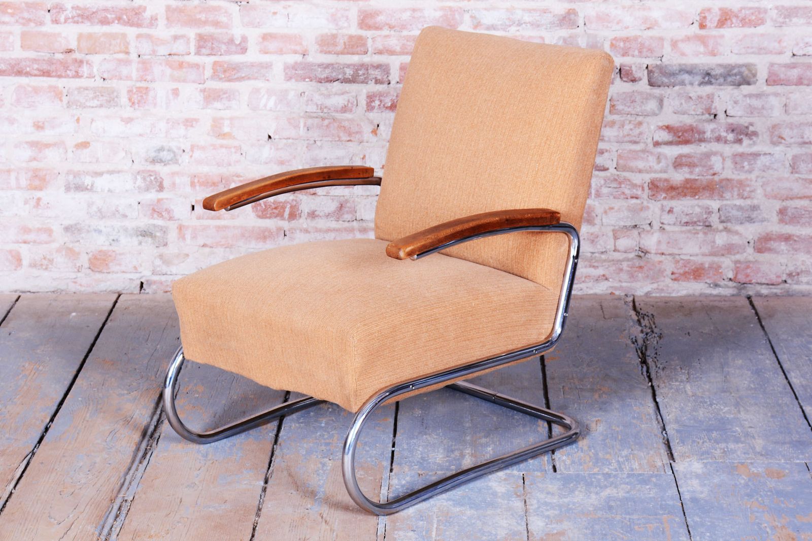 Original Bauhaus Armchair, By Thonet, Beech, Chrome, Germany, 1930s photo furniture