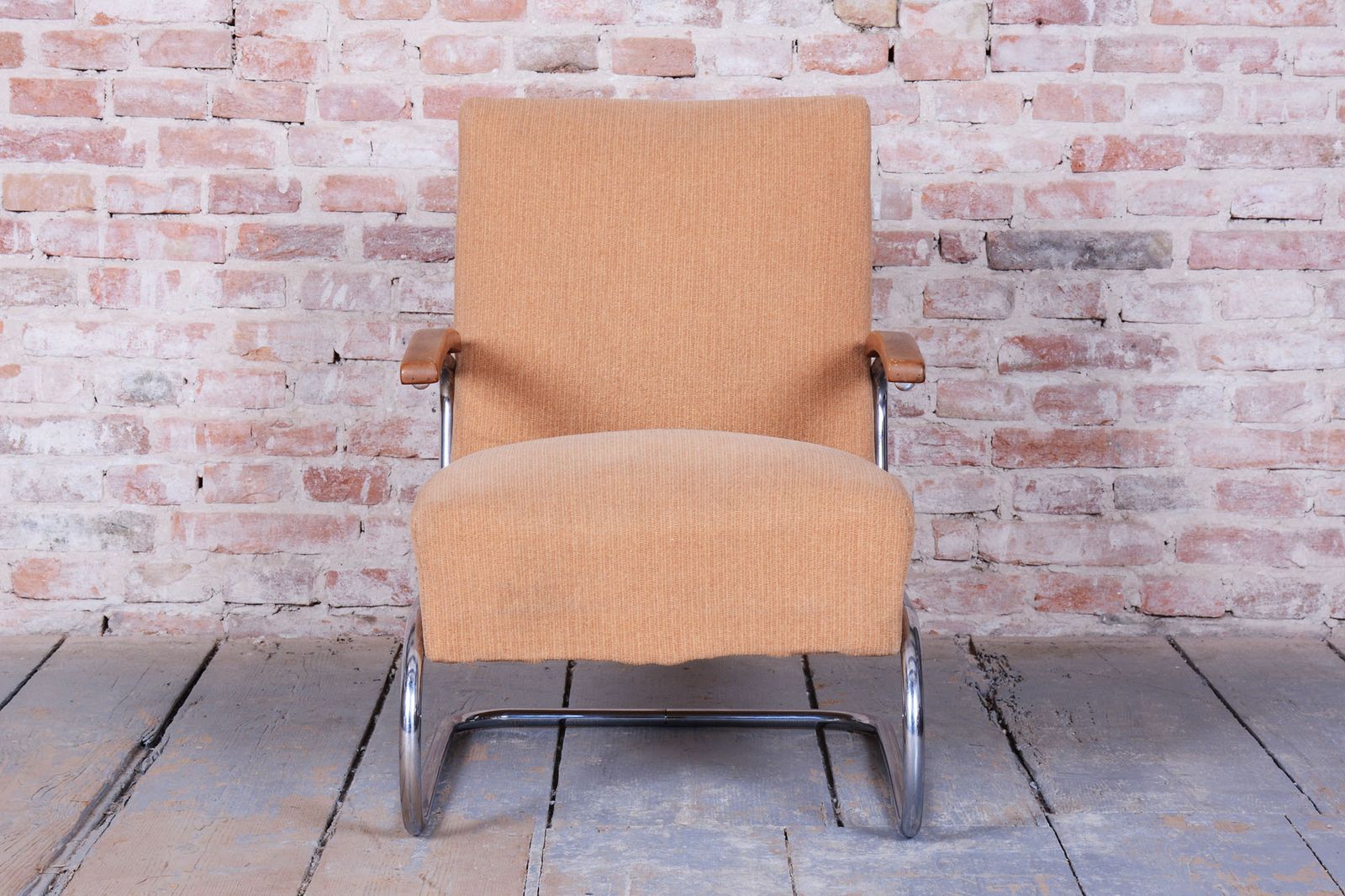 Original Bauhaus Armchair, By Thonet, Beech, Chrome, Germany, 1930s photo for sale