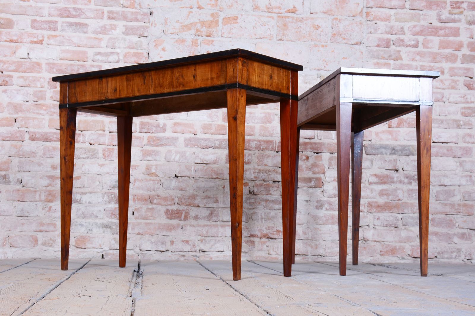 Pair Of Restored Empire Side Tables, Yew Tree, Revived Polish, Austria 1820s photo buy