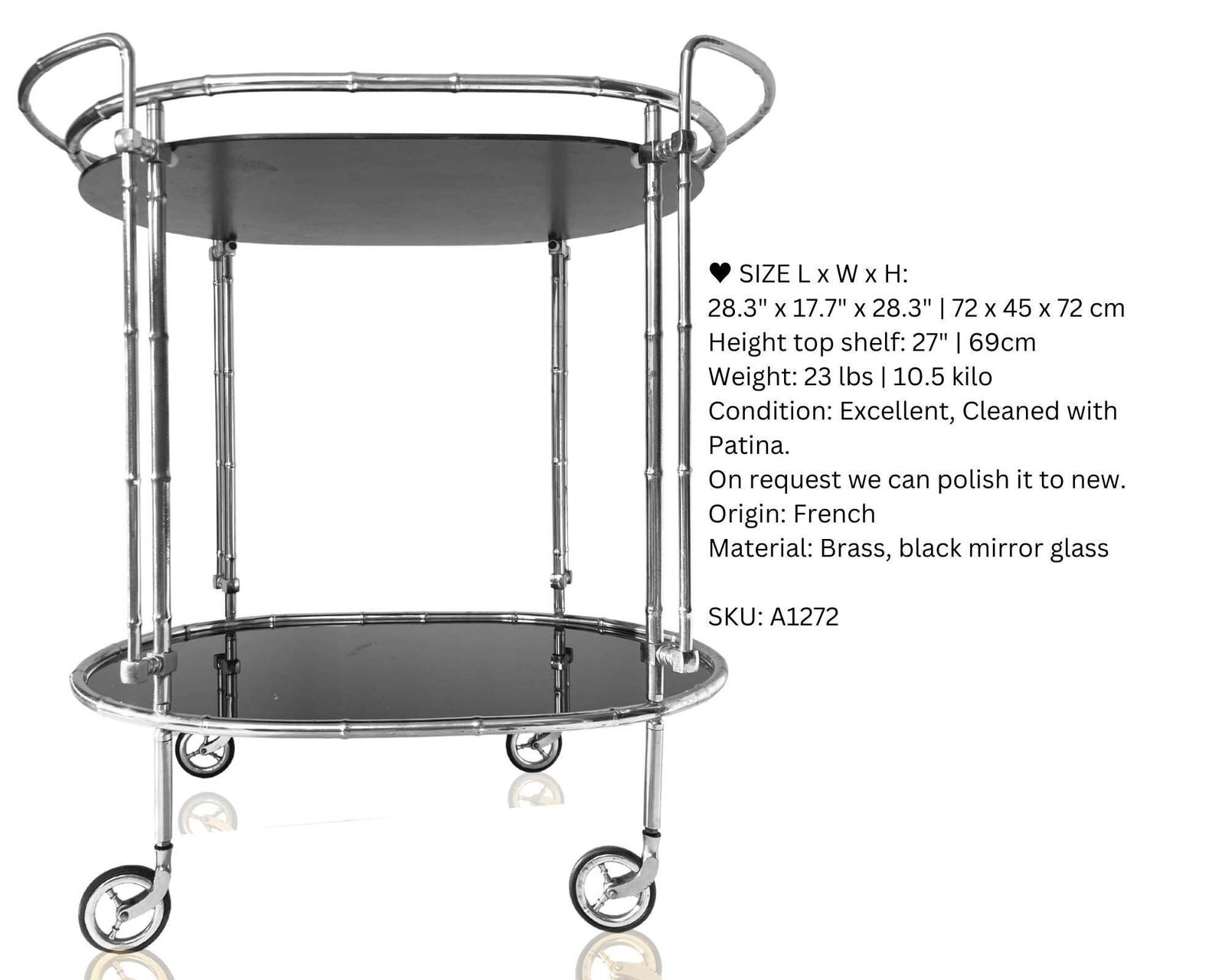 Black Gold Bar Cart | 1pc Oval Serving Trolley | Glass And Brass photo Furniture