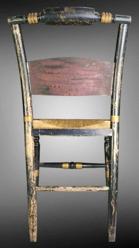 Exceptional Rare Example Of The “Harvest” Chair By Renowned American Cabinet Maker Lambert Hitchcock Circa 1810 photo for sale