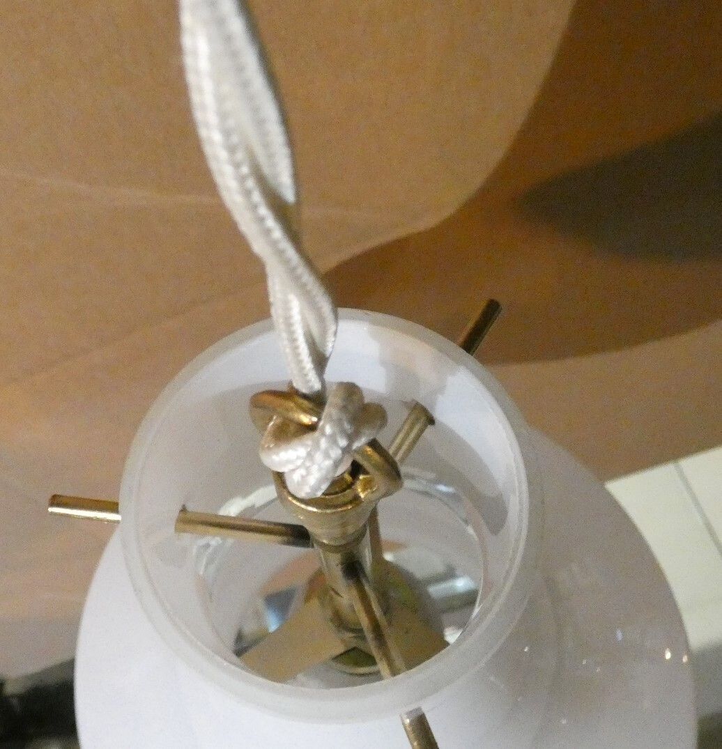 photo furniture Italian Pendant In Opaline And Brass From Arteluce, 1950s