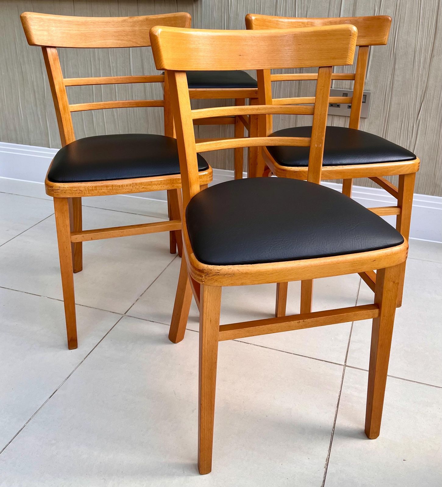3 Quitmann Vintage Mid Century Kitchen Dining Chairs + Matching Stool photo Furniture