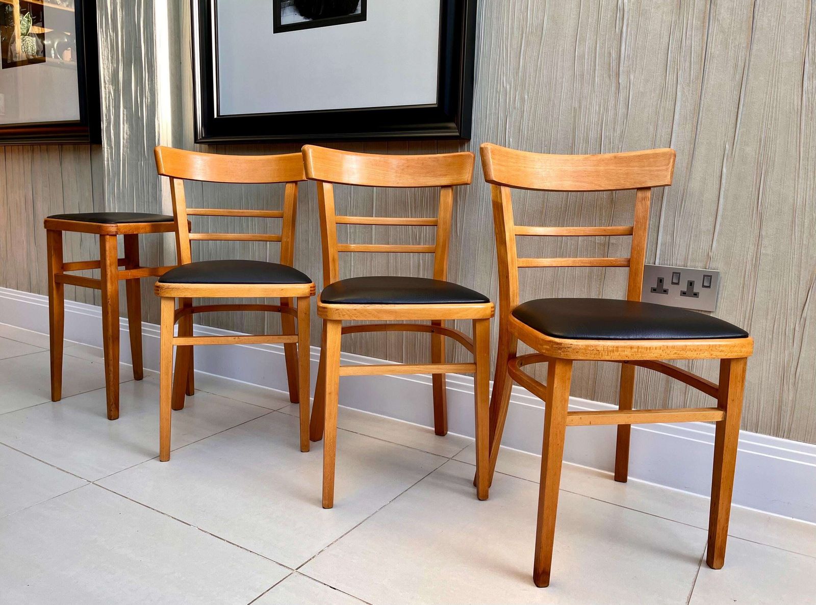 photo furniture 3 Quitmann Vintage Mid Century Kitchen Dining Chairs + Matching Stool