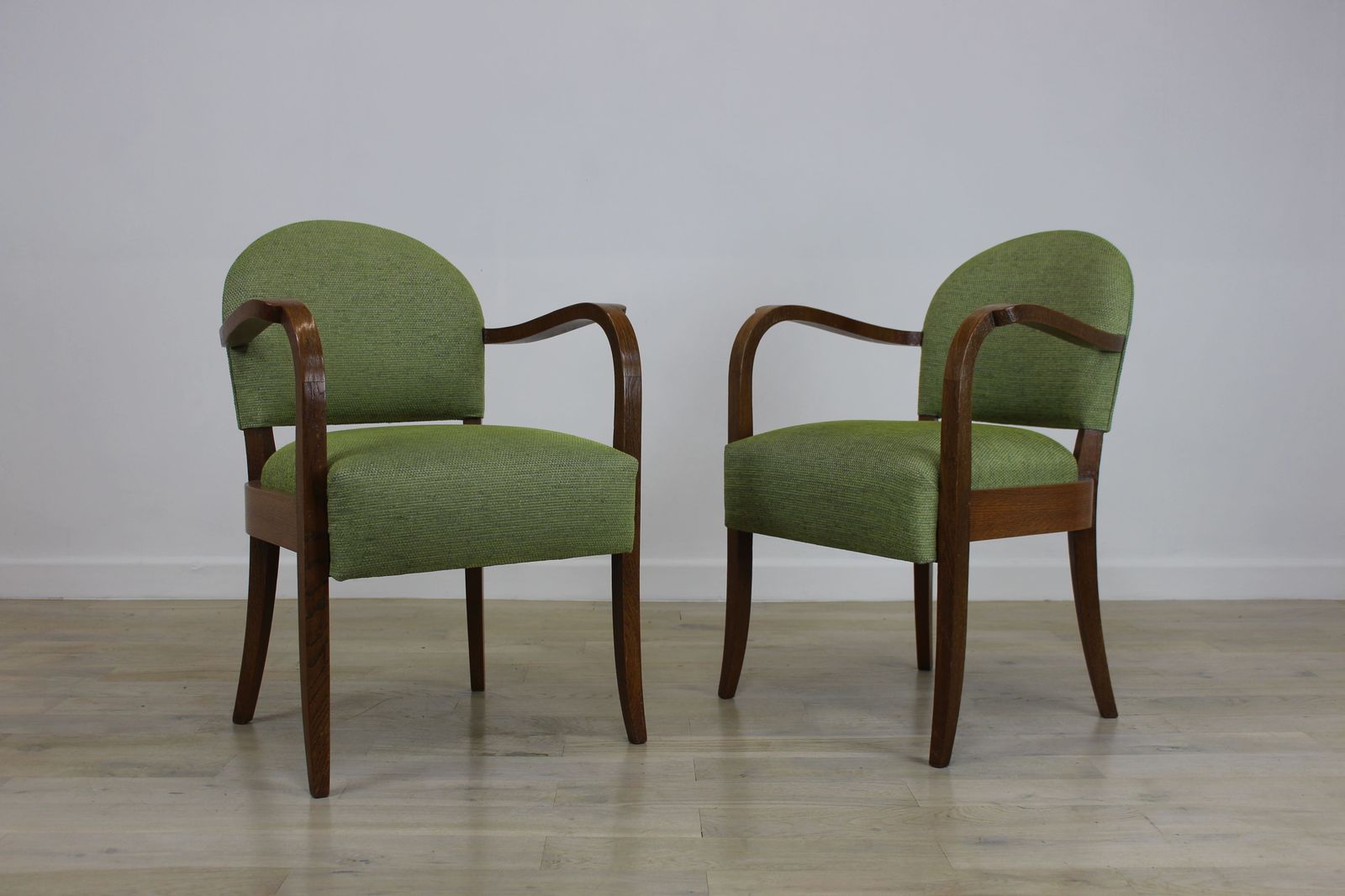 Stylish Pair French Oak Bridge Chairs C 1950 photo buy