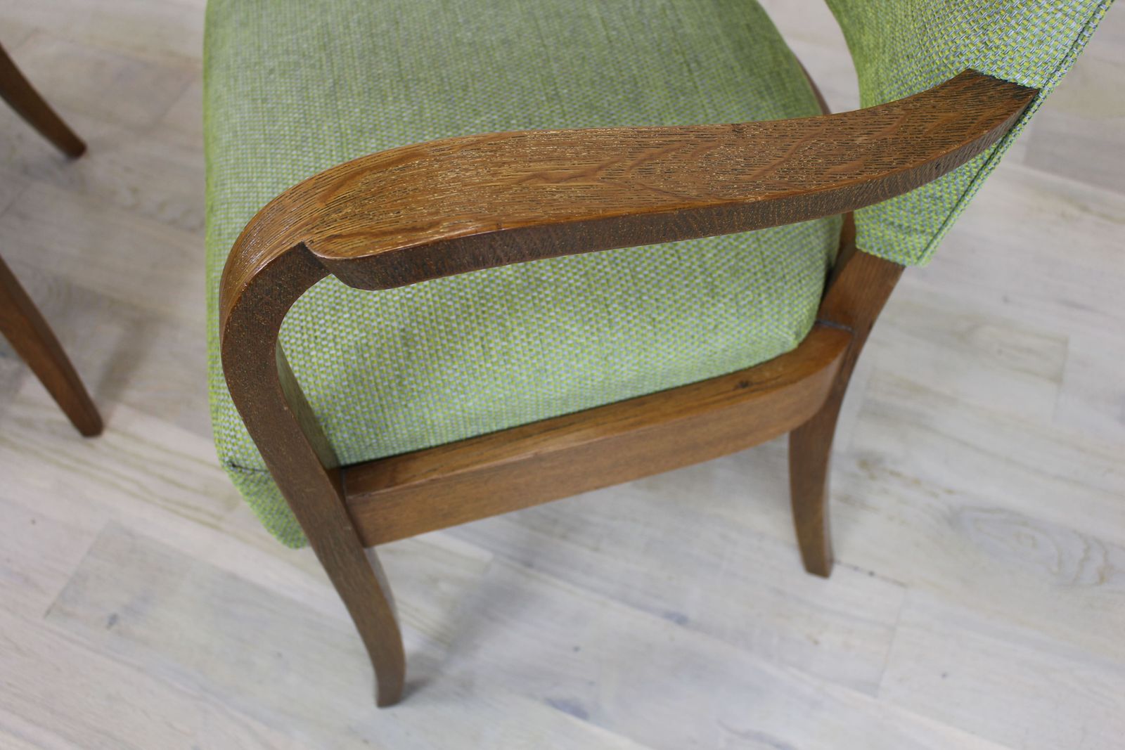 photo furniture Stylish Pair French Oak Bridge Chairs C 1950