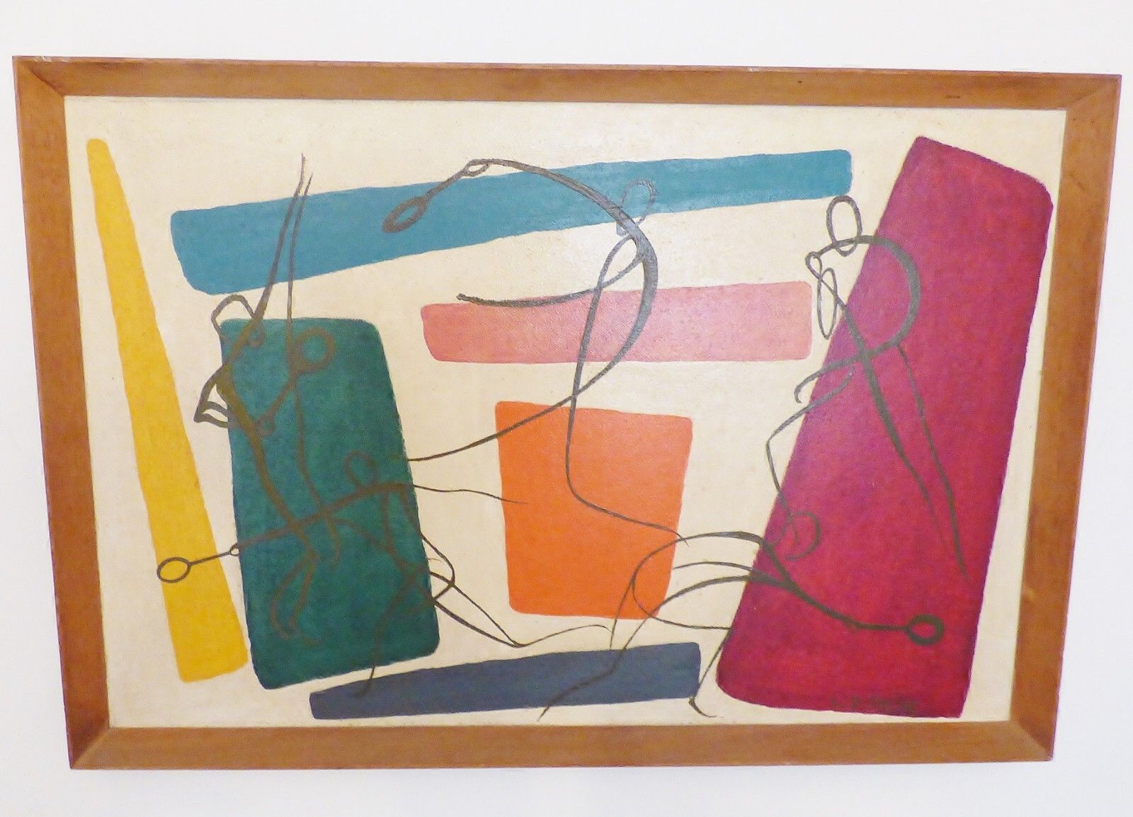 1950's Abstract Oil Painting ' Playing Tennis ' By Dermot Stewart 1950's