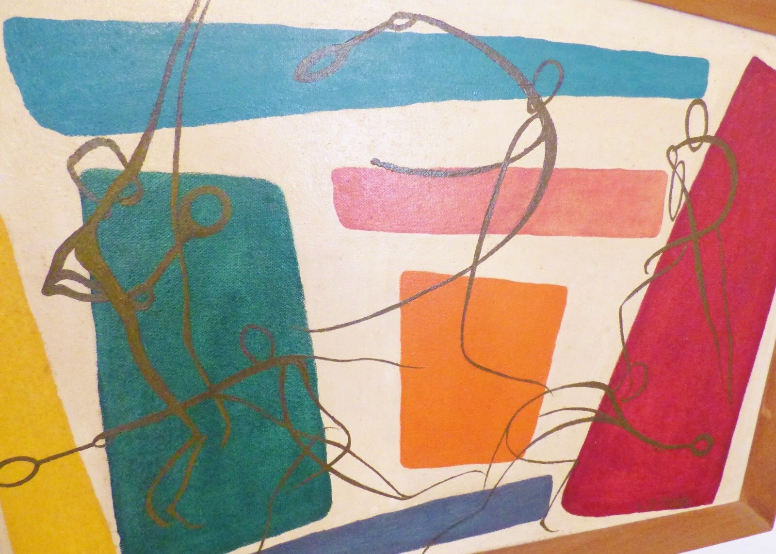 1950's Abstract Oil Painting ' Playing Tennis ' By Dermot Stewart 1950's photo furniture
