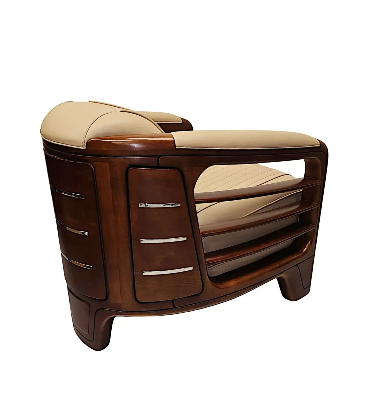 A Very Fine Art Deco Design Leather And Cherrywood Armchair photo 1506.3787