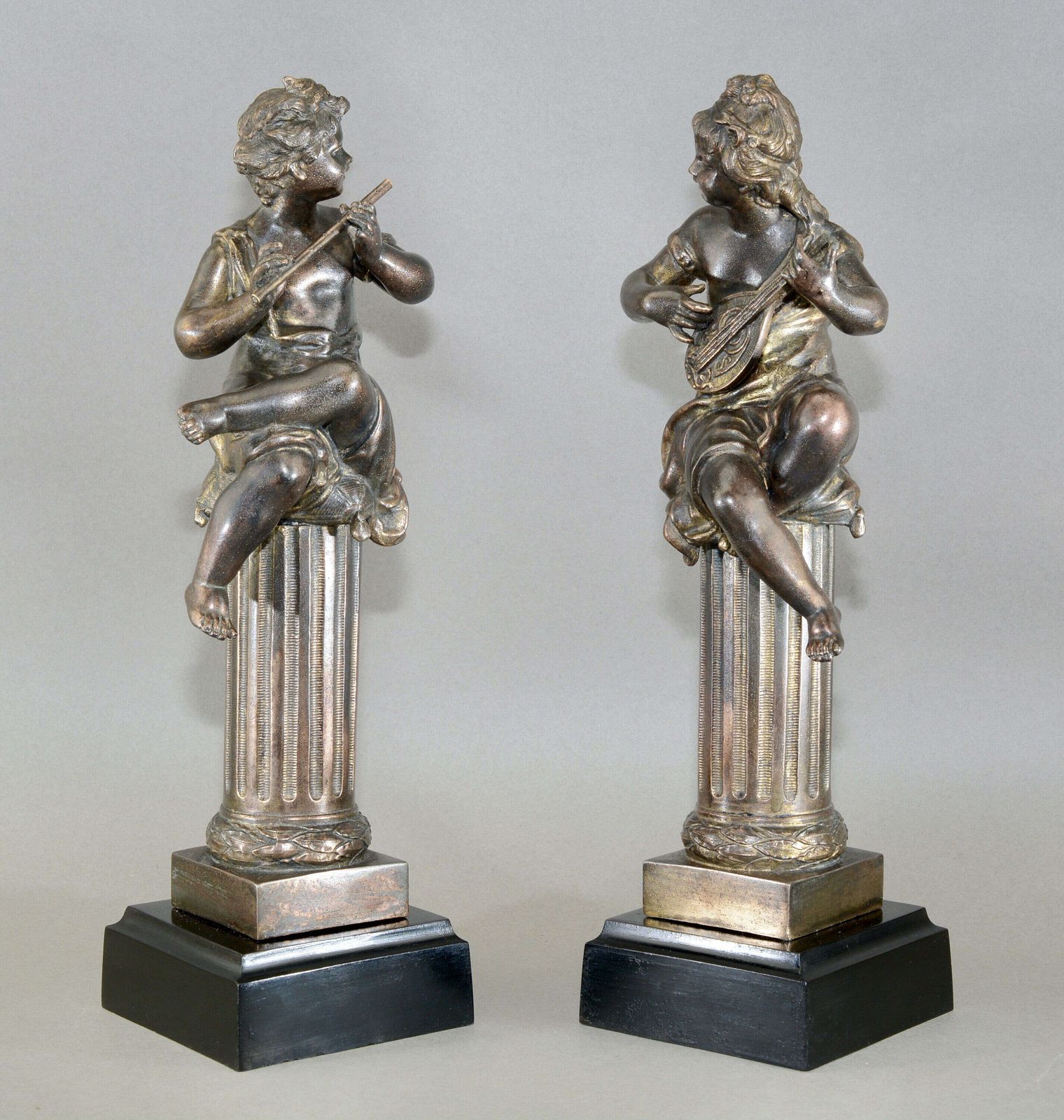 A Pair Of Mid 19th Century Musical Cherubs Cast In Bronze. photo furniture