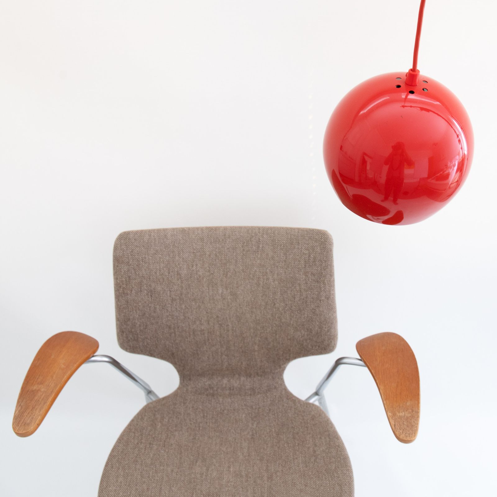 Danish Space Age Ball Pendant Light In Glossy Red, 1960s photo for sale