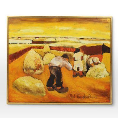 Piet Van Den Buys, Large Landscape, 1950s, Oil On Canvas