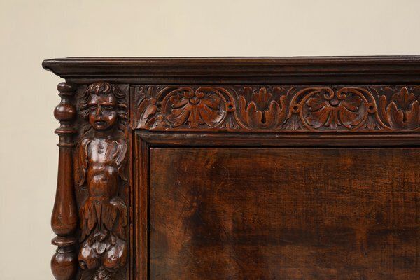 Italian Renaissance Cabinet In Walnut With Carvings, 16th Century photo furniture