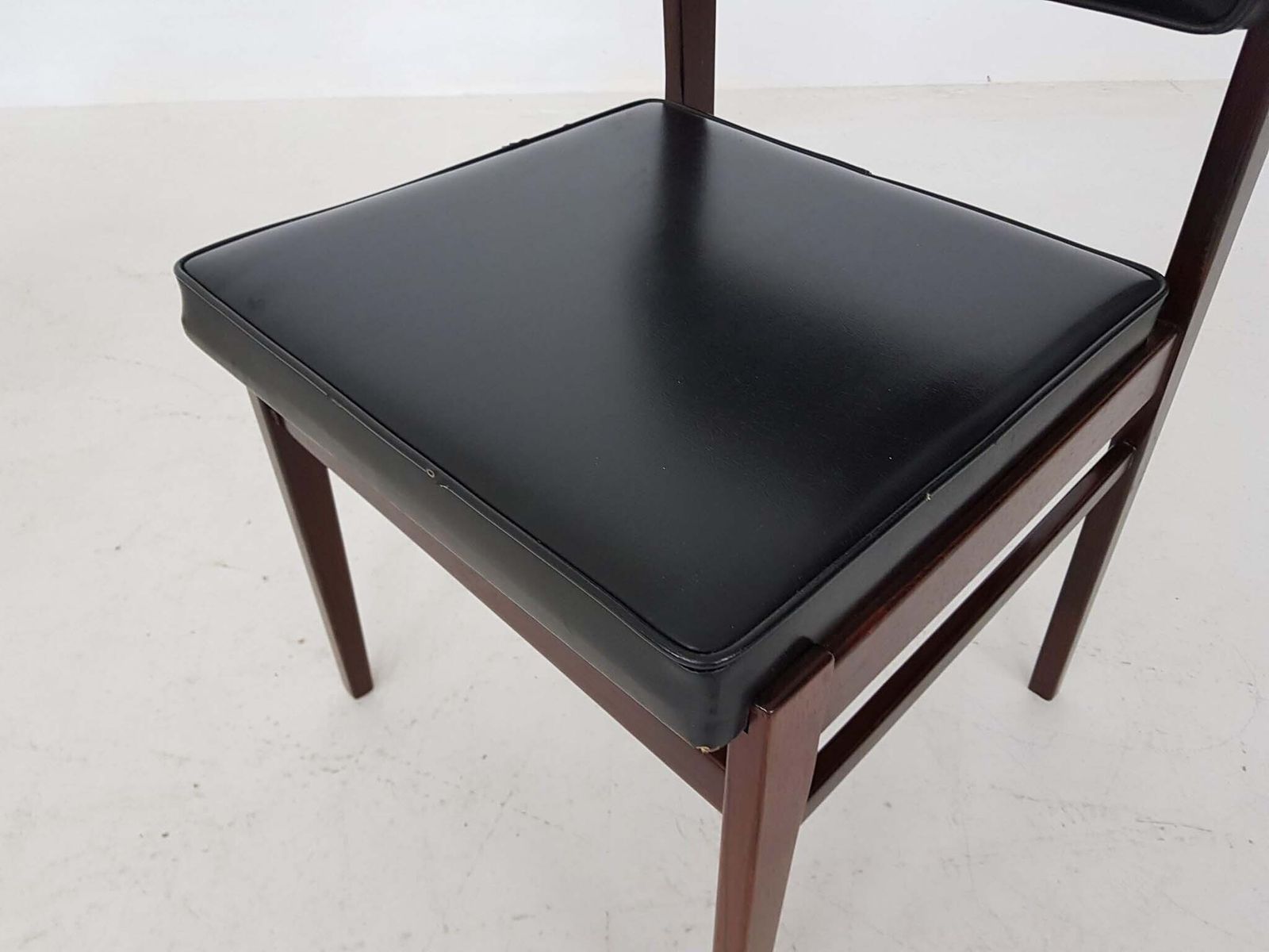 Set Of 2 Topform Dining Chairs In Black Faux Leather, The Netherlands 1950’s photo buy