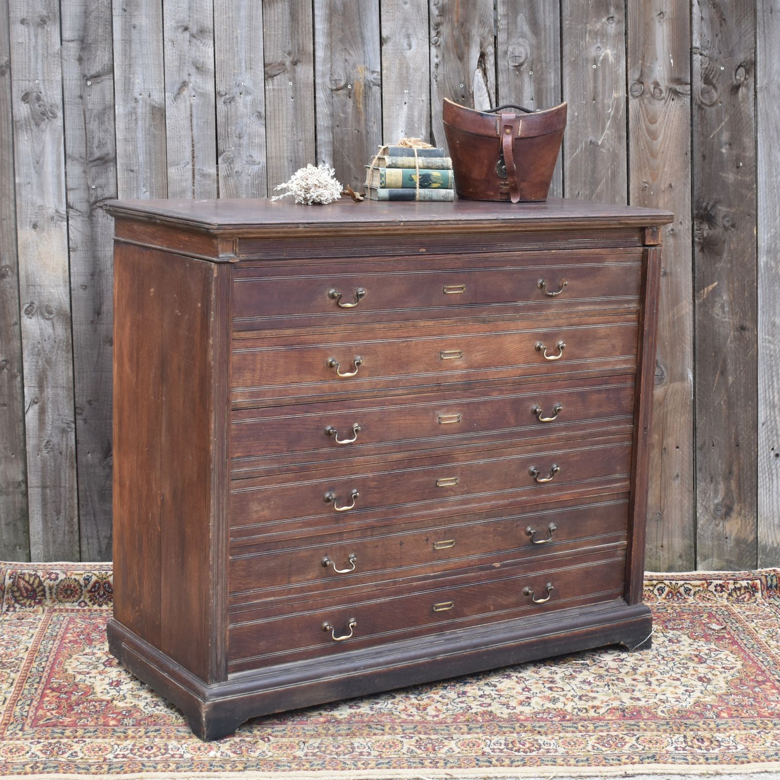 Antique Museum Collector's Cabinet Haberdashery Shop Display Oak Bank Of Drawers photo furniture