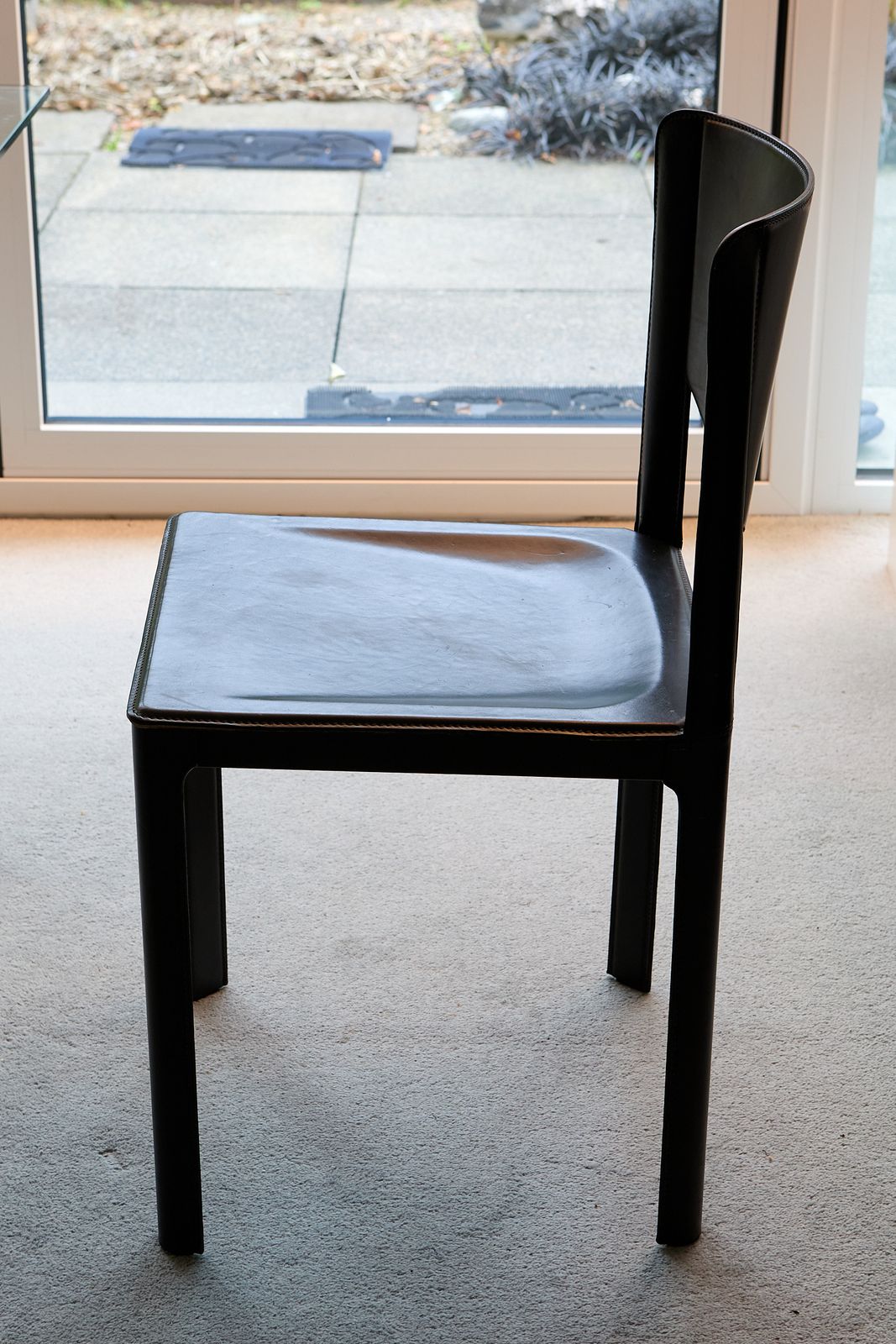 4 X Matteo Grassi “Sistina” Dining Chairs – In Black Saddle Leather photo for sale