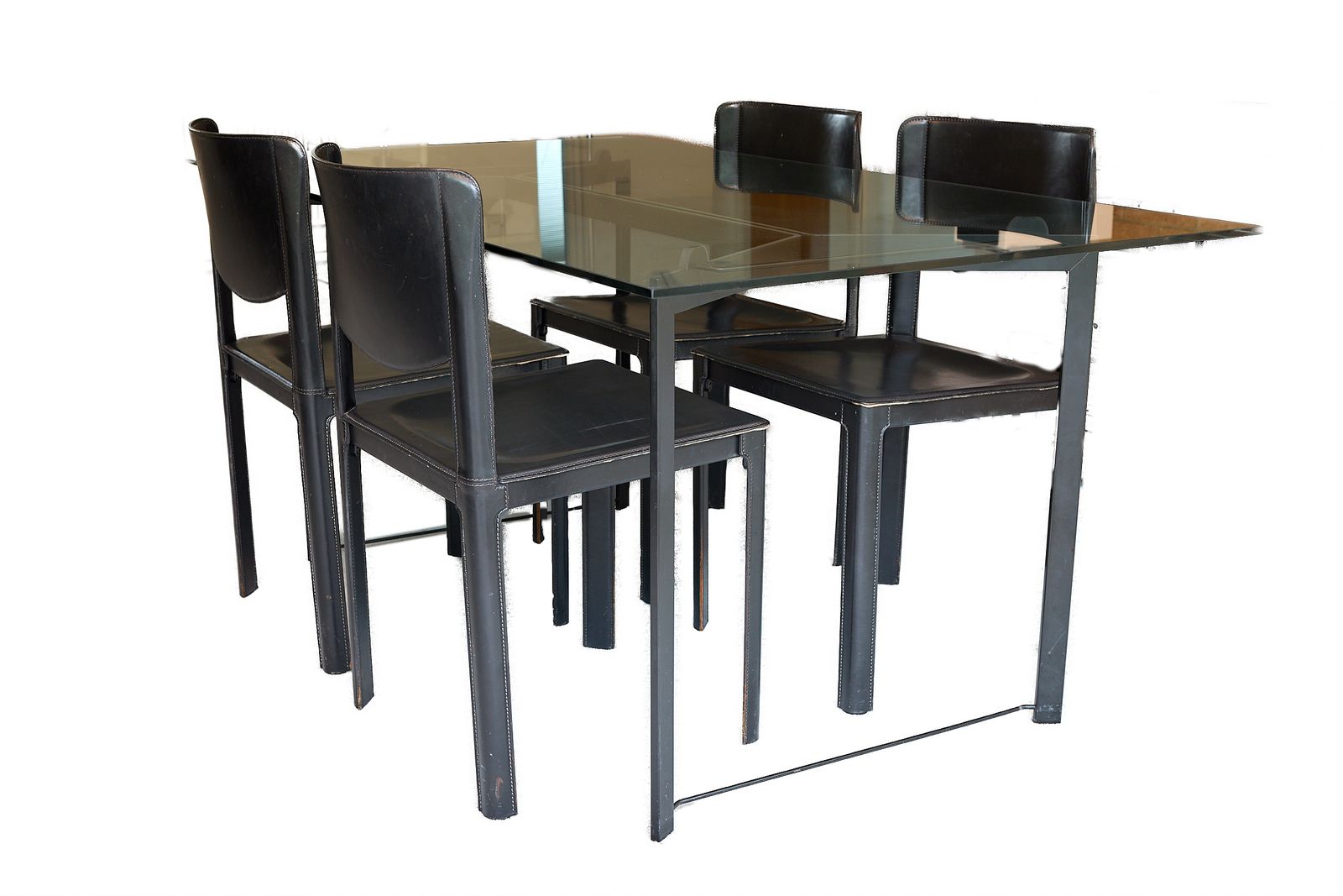 4 X Matteo Grassi “Sistina” Dining Chairs – In Black Saddle Leather photo buy