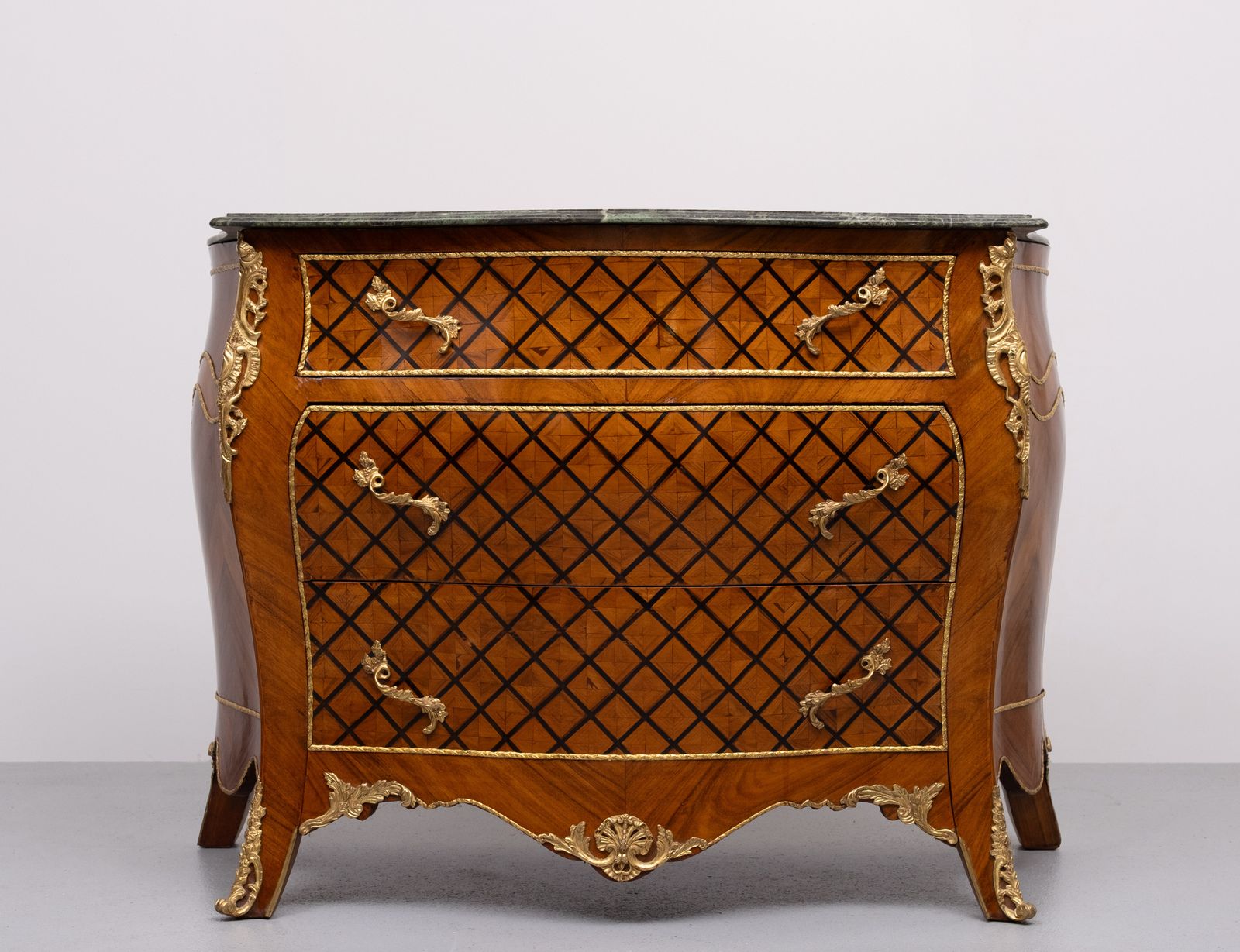 Stunning Dutch Louis XV Checkerboard Inlay Chest Of Drawers