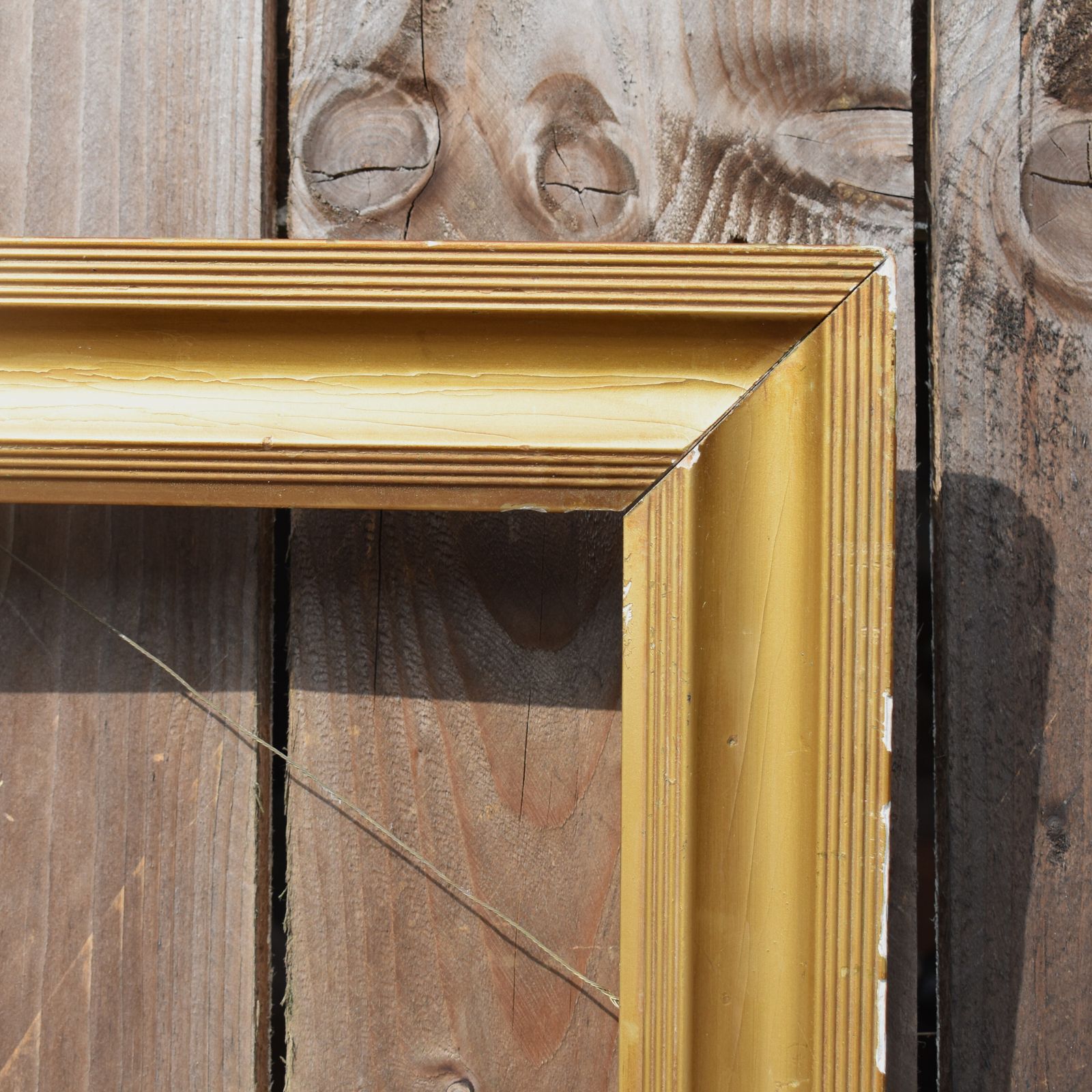 Antique 20th Century Salvaged Gilt Gold Painted Wooden Gallery Wall Frame Pair photo vinterior