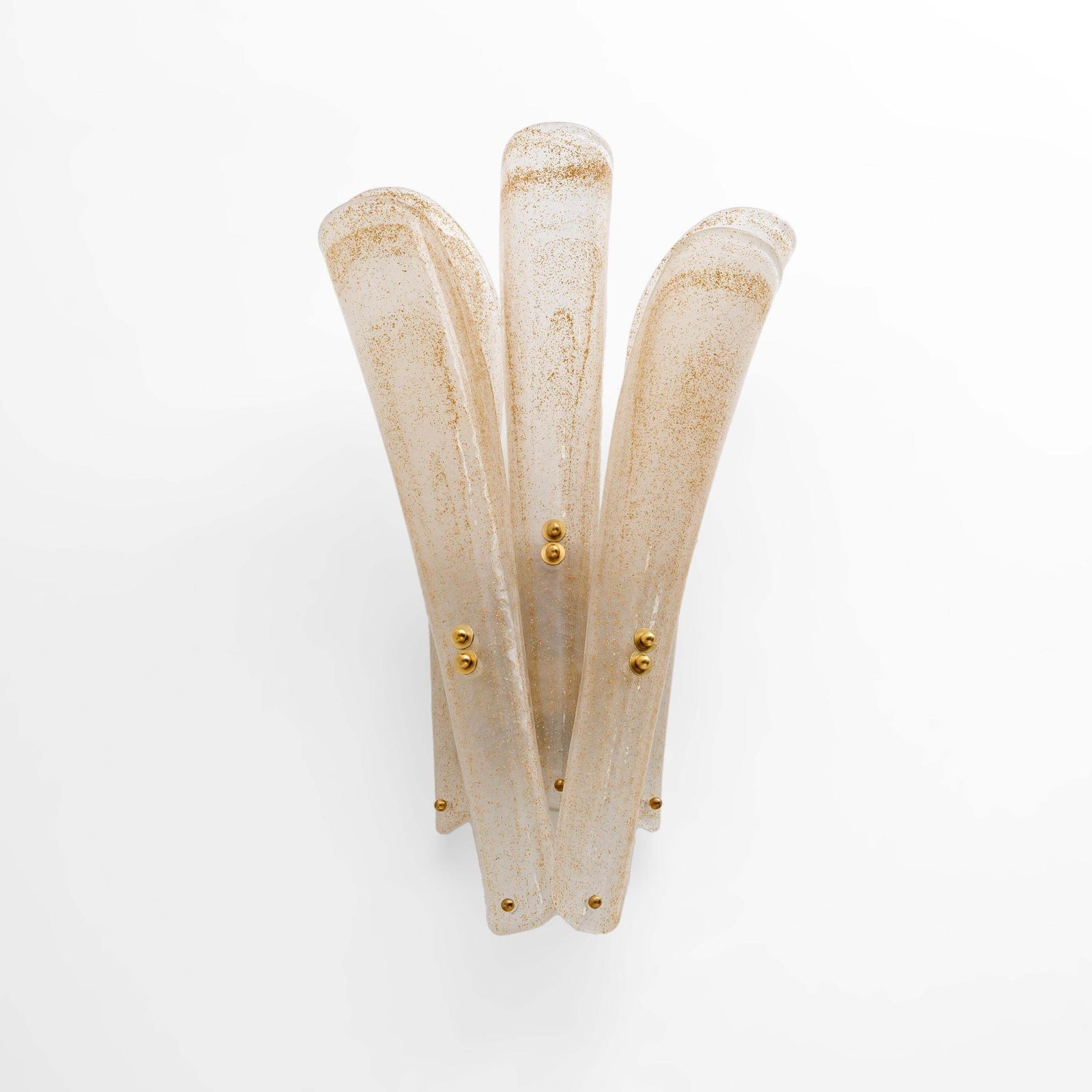 Pair Of 20th Century Modern Sconces In Frosted Murano Glass And Gold Leaf photo Lighting