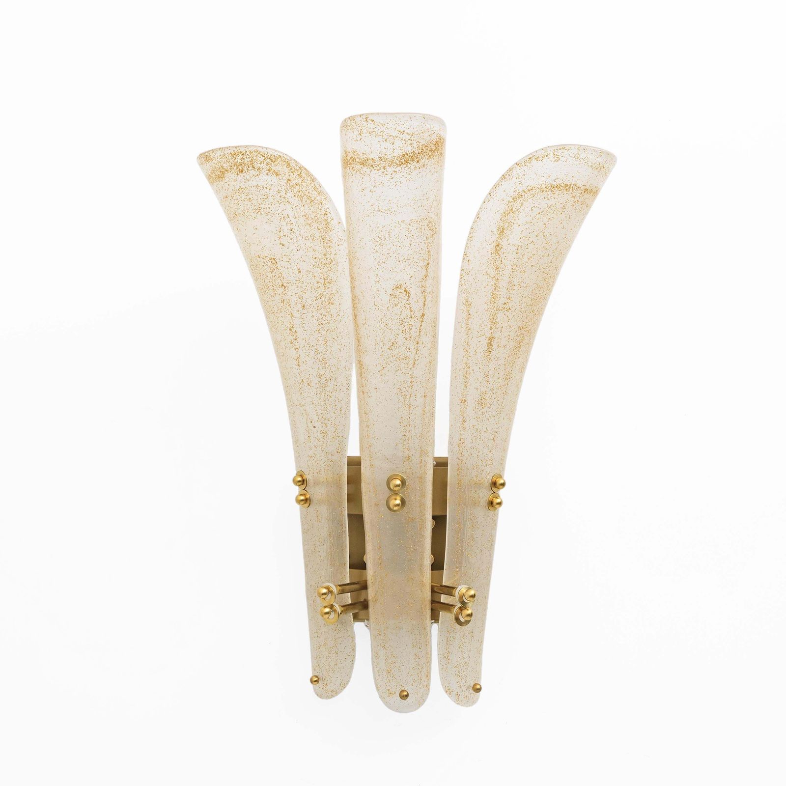 Pair Of 20th Century Modern Sconces In Frosted Murano Glass And Gold Leaf photo vintage