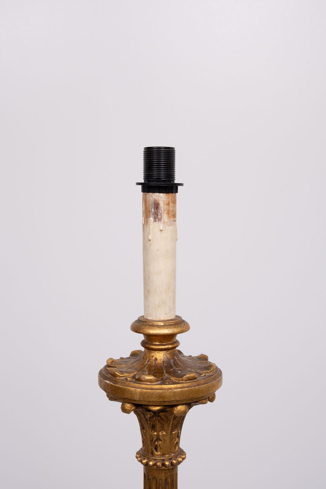 photo for sale Italian Rococo Wooden Floor Lamp Antique Gold 1950s