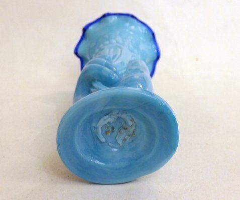 Main Au Cornet Vase In Molded Blue Opaline Glass From Valléerysthal, France, Early 20th Century photo Home Decor