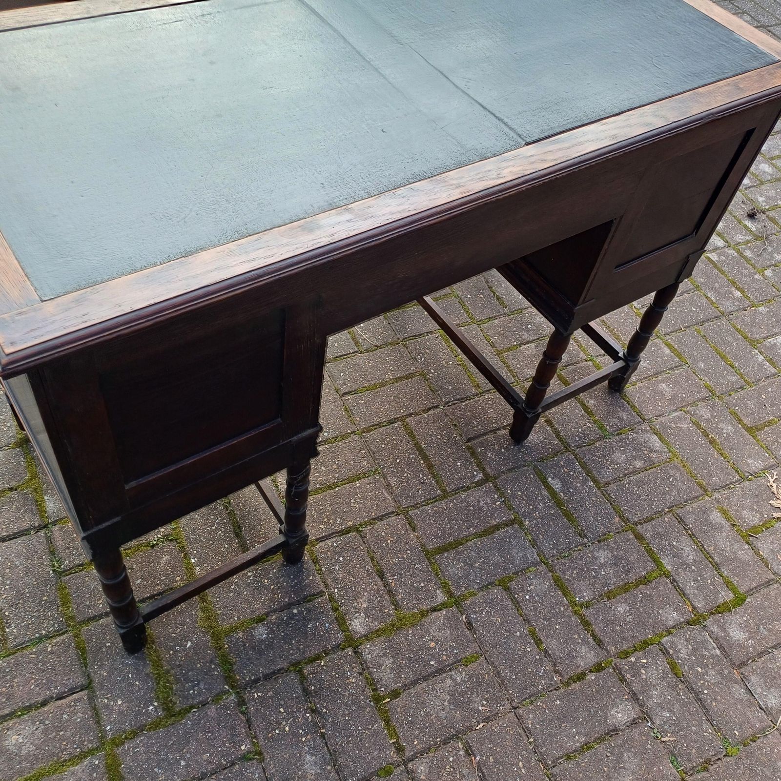 photo for sale Large Vintage Antique Solid Oak Desk 5 Drawers Top Quality