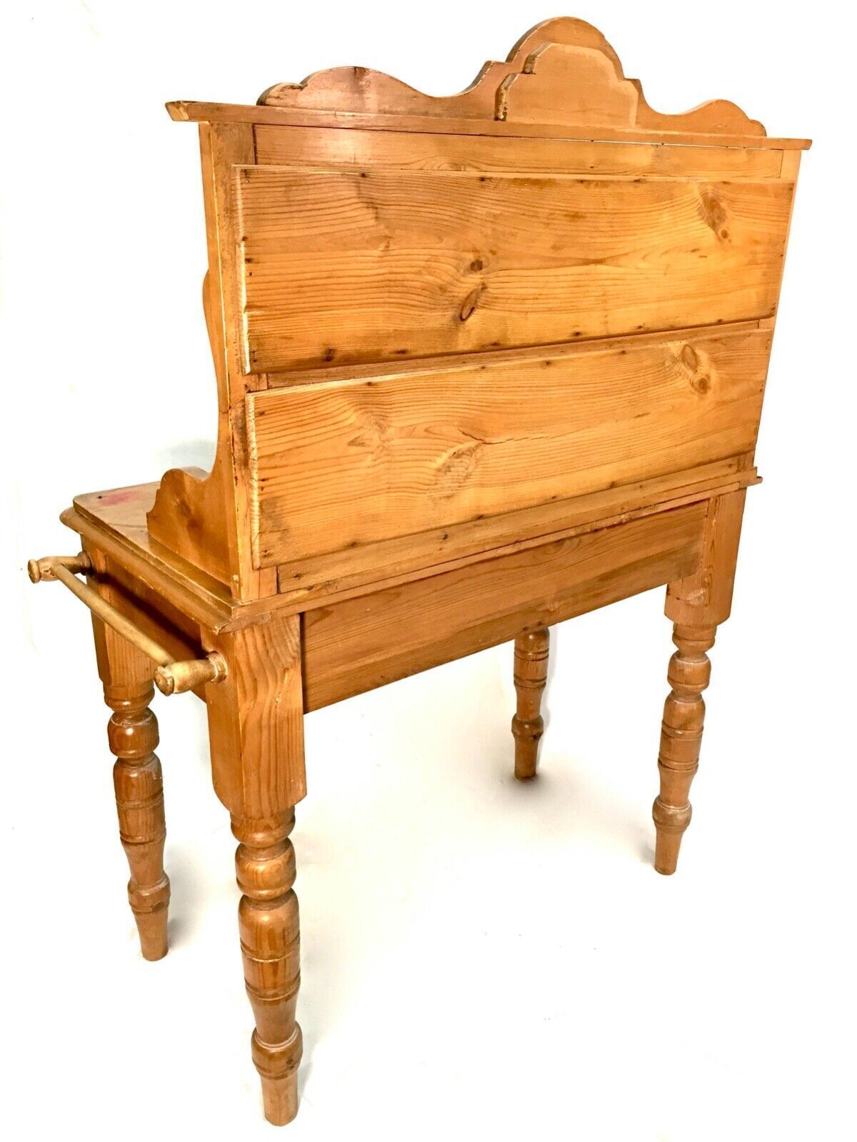 Antique Victorian Pine Wash Stand Table With Art Nouveau Ceramic Tiles C.1890 photo vintage