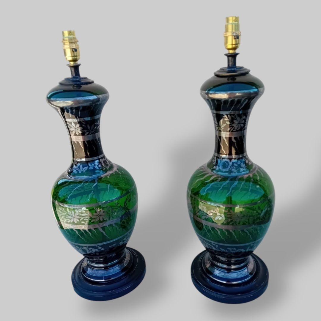 A Pair Of Vintage Bohemian Glass Table Lamps photo buy