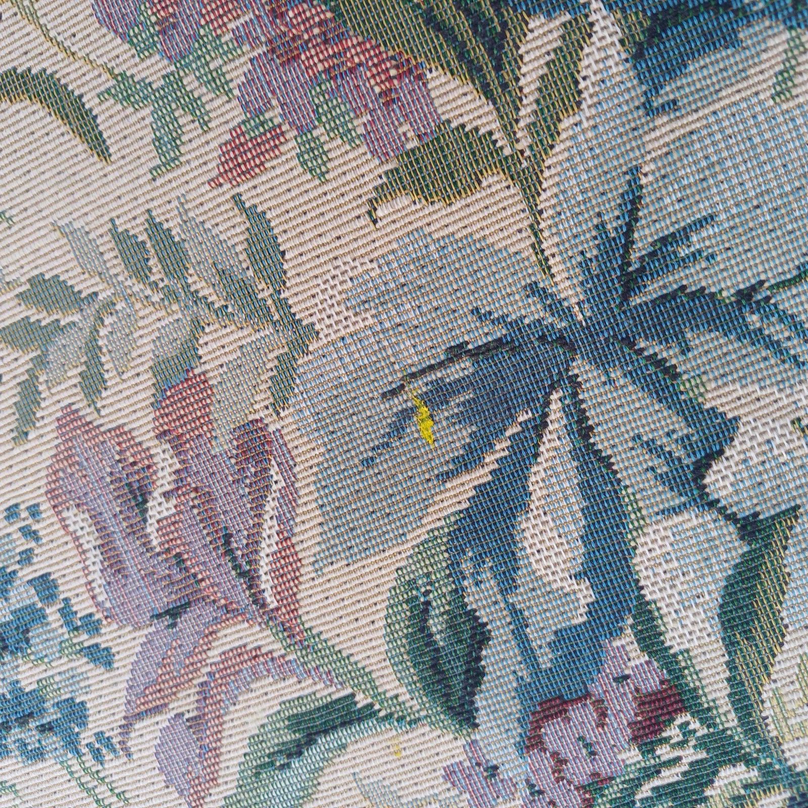 Vintage Tapestry Flower Upholstered Piano Stool Mahogany Internal Storage Bench With Queen Anne Legs photo Furniture