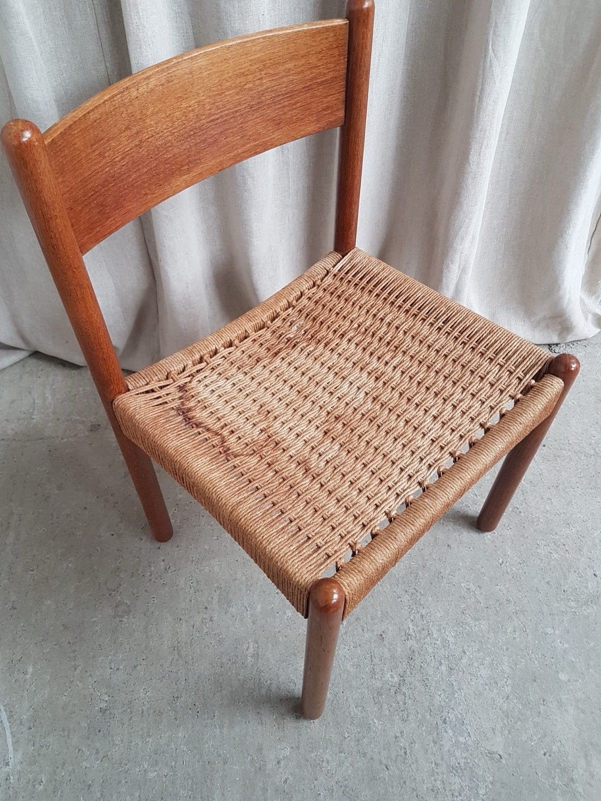 photo furniture Vtg Mid Century Danish Papercord Dining Side Desk Chair Scandi Retro R803